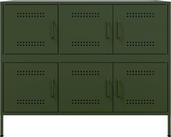 Sideboard, Kommode Olivgrün 100,5x39x79 cm Stahl Bild 6