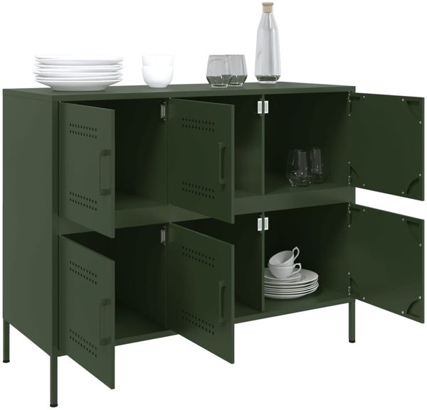 Sideboard, Kommode Olivgrün 100,5x39x79 cm Stahl Bild 5