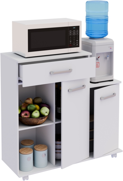 VCM Küchenmöbel Servierwagen Bakila 921070 Weiß H. 88 x B. 90 x T. 33 cm