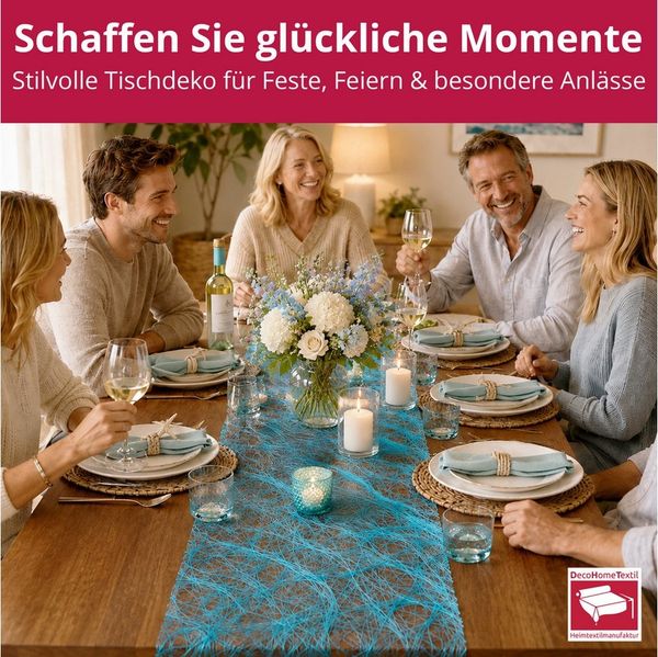 DecoHomeTextil Heimtextilmanufaktur Tischläufer Deco Netz Tischband Dekoration Dekor Breite 30cm Farbe+Länge wählbar