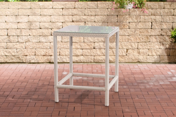 CLP Polyrattan Tisch Alia 5mm mit Glasplatte aus Sicherheitsglas,perlweiß