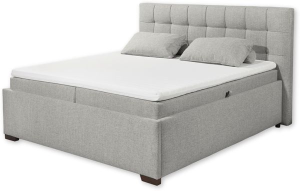 ARTOS 6 Boxbett 160x200 mit Bettkasten, Ash - Bequemes Doppelbett mit Kaltschaum Topper - 183 x 123 x 220 cm (B/H/T)