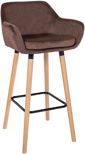 Barhocker MIRID - Samt Coffee 55x46x99 cm | Barstuhl Mit Lehne Tresenhocker Tresenstuhl Kneipenhocker Kneipenstuhl