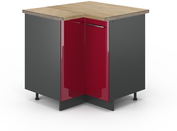Eckunterschrank Fame-Line Bordeaux Hochglanz 80.5 cm , AP Eiche Vicco