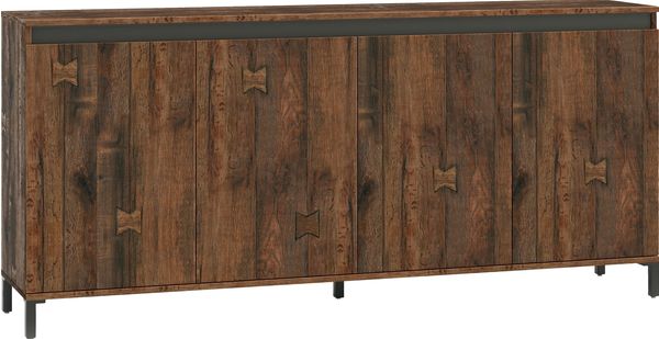 Sideboard >GENIO industrial< in Eiche, Holzwerkstoff - 184x84x40cm (BxHxT)