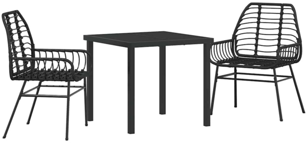 vidaXL Garten Essgruppe 3 pcs Schwarz Poly-Rattan 3380841