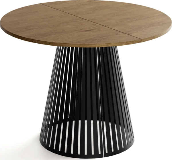 WFL GROUP Esstisch Naro Black (erhältlich in 2 Größen – 100/120 cm, ausziehbar auf 180/200 cm), platzsparender Tisch mit Lamellen für Küche, Esszimmer oder Wohnzimmer