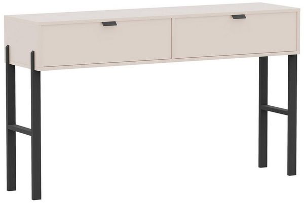 Beautysofa Schminktisch CORTINA mit 2 Schubladen (Farbe Sandbeige, mit Metallgriffen und Füßen), Breite: 140 cm