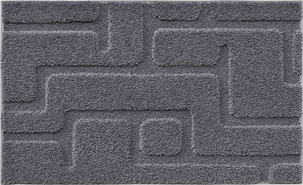 Grund Badematte Riana, Badvorleger, Badezimmer Teppich, sehr weich, Höhe 20 mm, rutschhemmend beschichtet, schnell trocknend, Polyester, rechteckig, Modernes Design mit Linien in Hoch-Tief-Struktur, Made in Europe