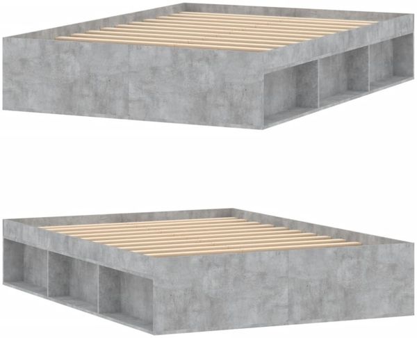 vidaXL Bettgestell Betongrau 135x190 cm 3203911 Bild 3