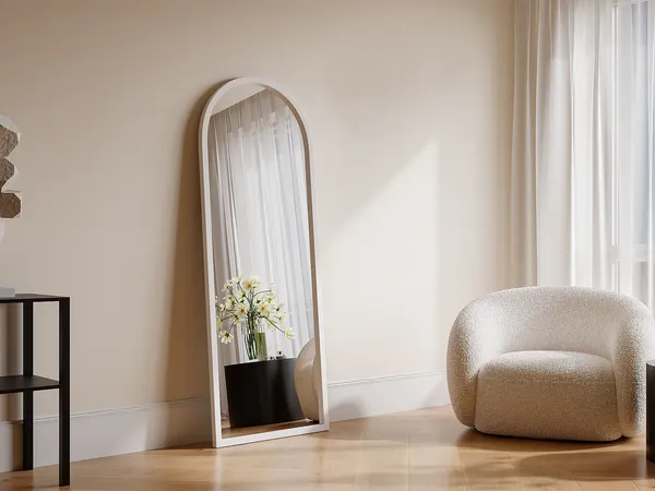 Vente-unique - SHANGI Spiegel Holz, Platte Weiß - B 3 cm x H 170 cm x L 65 cm