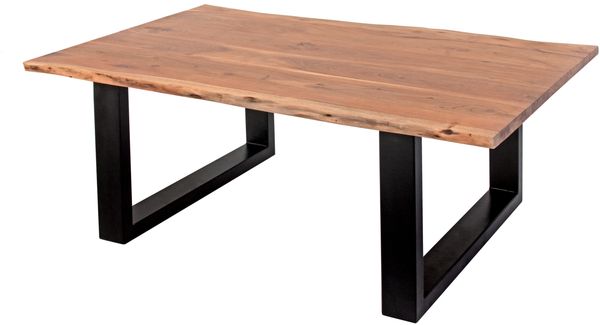 Couchtisch Baumkante massiv Akazie Natur 110 x 75 cm U-Gestell schwarz INSA 80582408