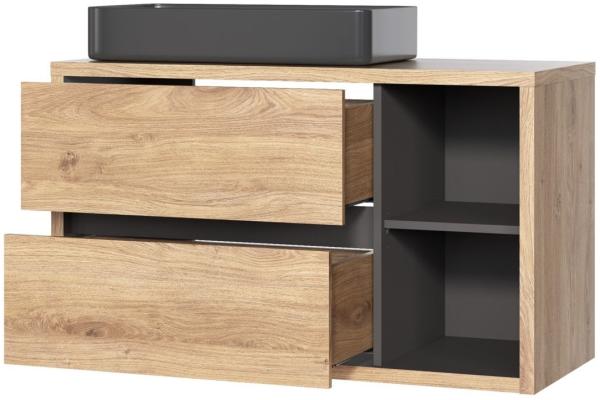 Waschbeckenunterschrank 'Marina' inkl. Aufsatzwaschtisch, Shetland Eiche/Graphit, 60cm Bild 2