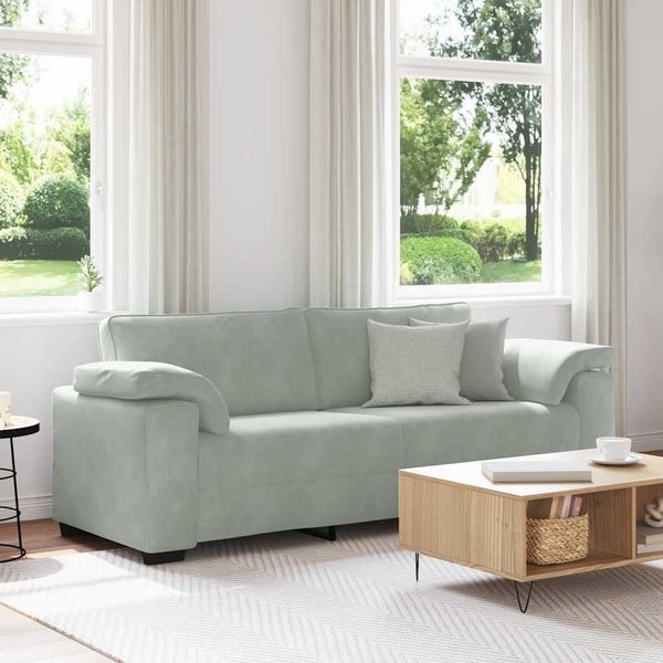 vidaXL 3-Sitzer-Sofa Hellgrau 220x77x82 cm Samt 4105277