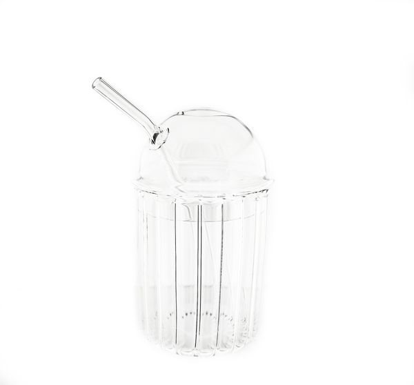 1 tlg. Becher mit Strohhalm aus Glas mit Deckel 500 ml perfekt für Kaltgetränke