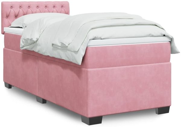 vidaXL Boxspringbett mit Matratze Rosa 100x200 cm Samt 3288545