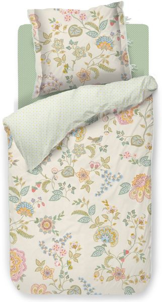 PIP Studio Perkal Bettwäsche 200x200 Buenas Tardes Off-White Blüten Asia Wende