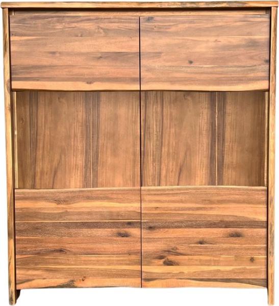 Highboard 147x131cm 'Dakar' Akazie massiv lackiert Glas