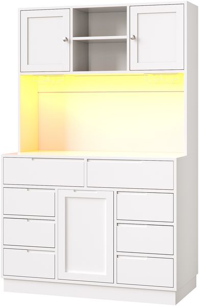 Küchen-Hochschrank B 120 x T 40 x H 183,5 cm, aus MDF, mit LED-Beleuchtung, 8 Schubladen und verstellbaren Einlegeböden Bild 6