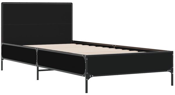 vidaXL Bettgestell Schwarz 75x190 cm Holzwerkstoff und Metall 845557 Bild 3