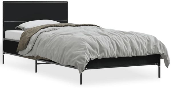 vidaXL Bettgestell Schwarz 75x190 cm Holzwerkstoff und Metall 845557 Bild 2