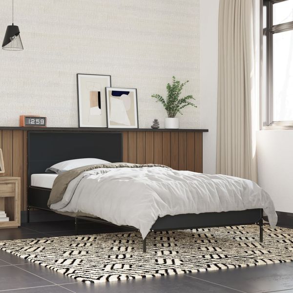 vidaXL Bettgestell Schwarz 75x190 cm Holzwerkstoff und Metall 845557