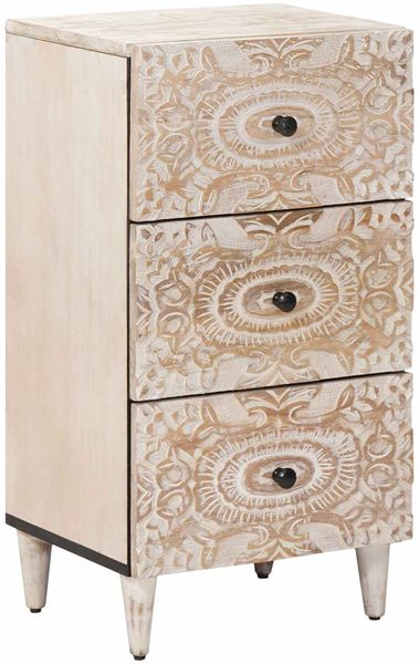 vidaXL Sideboard mit Speicher Weiß 40 x 33,5 x 75 cm Massivholz Mango 4018391