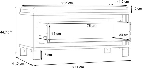 FORTE Trondheim Kleiderpaneel, Holzwerkstoff, Schwarz/Braun, 89,1 x 44,7 x 41,5 cm Bild 7