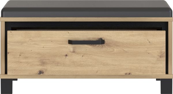 FORTE Trondheim Kleiderpaneel, Holzwerkstoff, Schwarz/Braun, 89,1 x 44,7 x 41,5 cm Bild 4
