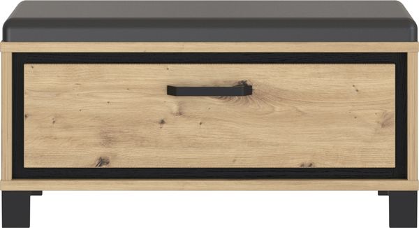 FORTE Trondheim Kleiderpaneel, Holzwerkstoff, Schwarz/Braun, 89,1 x 44,7 x 41,5 cm Bild 2