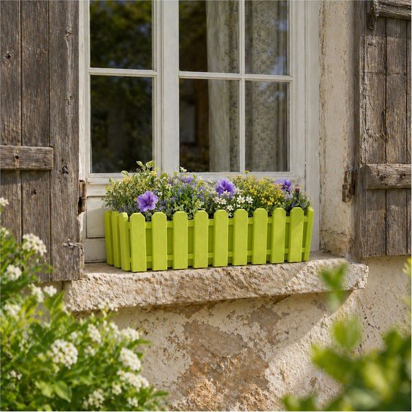 HTI-Living Blumenkasten Blumenkasten mit Wasserspeicher Nessa 50 cm Grün (Stück, 1 St, 1 Blumenkasten), inklusive Wasserstandsanzeige und Balkonhalterung