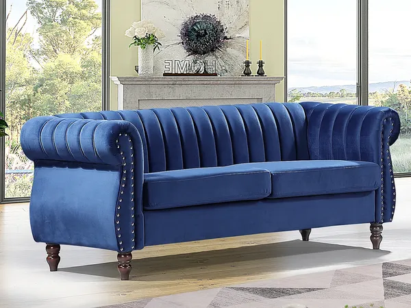 Vente-unique - TRUMBO Sofa SamtStoff Blau - B 78 cm x H 77 cm x L 195 cm