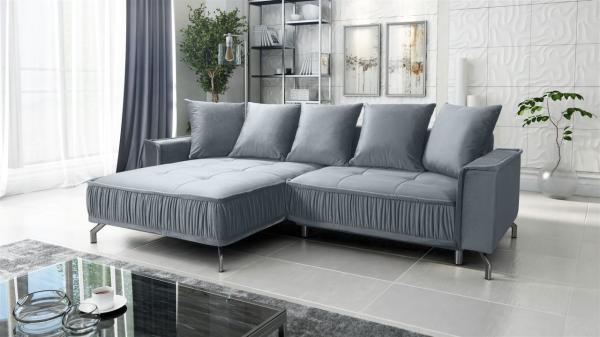 Ecksofa Schlafsofa Sofa FLORENCE Stoff Element Grau Ottomane Links