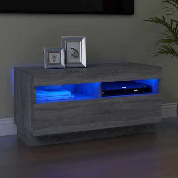 vidaXL TV-Schrank mit LED-Leuchten Grau Sonoma 80x35x40 cm 815724