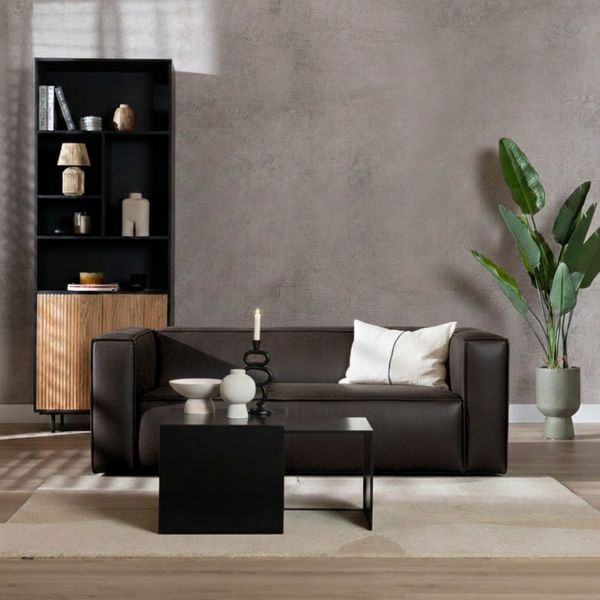 Bronx71 Ledersofa Memphis 2,5-Sitzer anthrazit