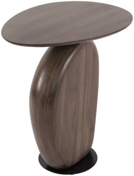Beistelltisch Akipeck aus massiver Akazie, skulpturales Design, modern, dunkelbraun, Unikat