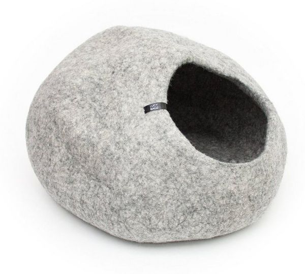 LucyBalu Tierbett Katzenhöhle aus Filz, Filzhöhle für Katzen, Kuschelhöhle für Katzen