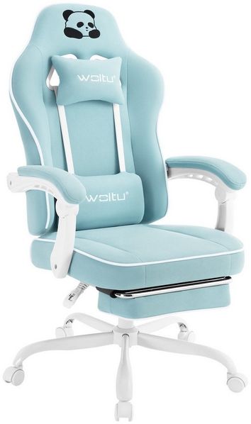 Woltu Gaming-Stuhl (1 St), mit Kopfkissen Lendenkissen Fußstütze, ergonomisch, Netzstoff