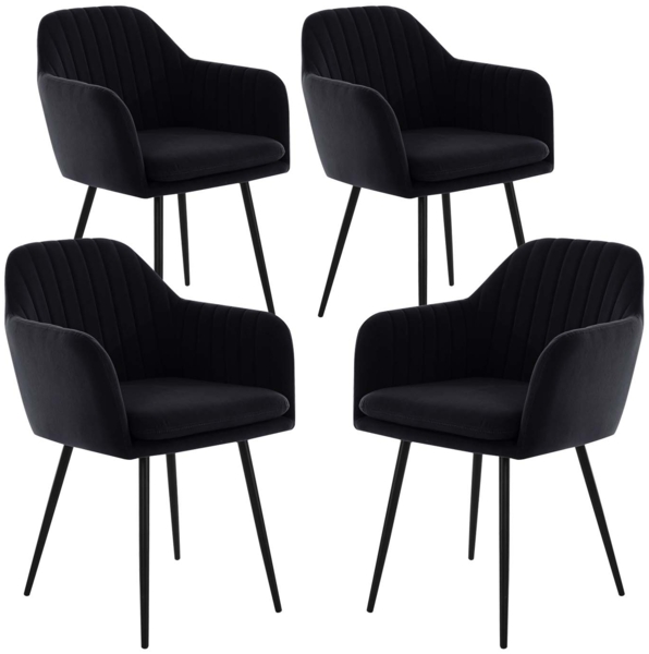 4er Set Sesselstuhl Lia - Samtvelour Schwarz