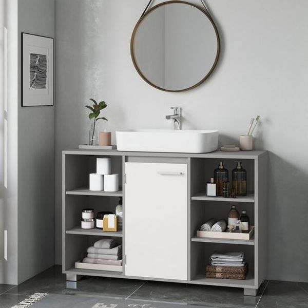VASAGLE Waschbeckenunterschrank, Unterschrank, Badezimmerschrank, Badschrank mit verstellbaren Ablagen, 30 x 90 x 60 cm, mit Füßen