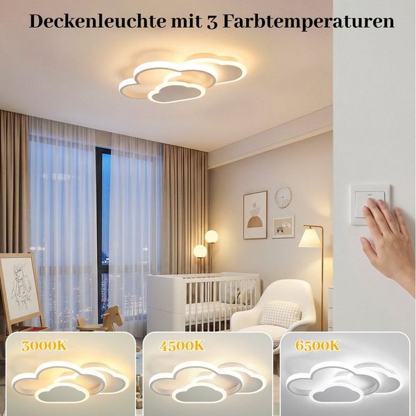 BlingBin LED Deckenleuchte 21W Wolke Deckenlampe Kinder Lampe Deck Kinderzimmerlampe, Speicherfunktion, LED fest integriert, Warmweiß, Kaltweiß, Neutralweiß, Deck Licht Kinderzimmer für Wohnzimmer, Schlafzimmer, Babyzimmer