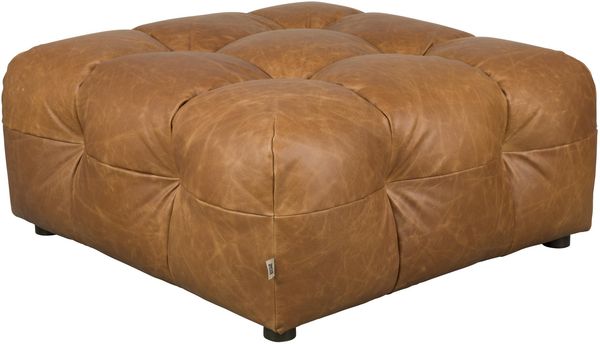 HACKMAN Hocker 100 x 100 cm Echtleder Cognac von DUTCHBONE