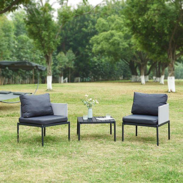 Gartenmöbelset Accettura 3-tlg. Aluminium Grau [casa. pro]