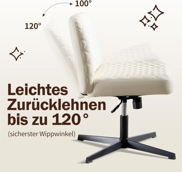 Schreibtischstuhl ohne Rollen, ergonomischer Bürostuhl Kunstleder, drehbar, Neigefunktion, Metallbasis, vielseitiger Sitz Bild 4
