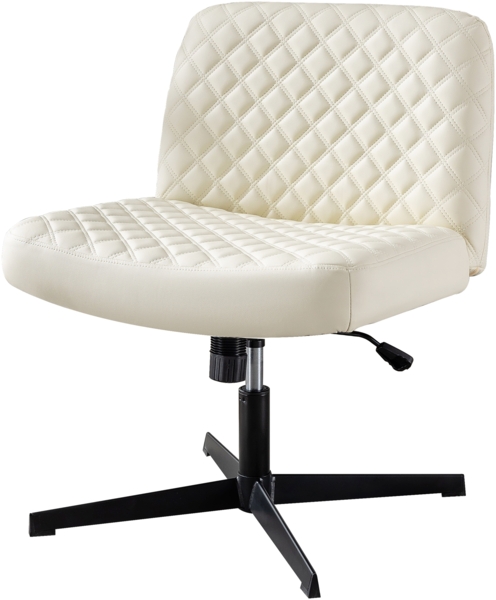 Schreibtischstuhl ohne Rollen, ergonomischer Bürostuhl Kunstleder, drehbar, Neigefunktion, Metallbasis, vielseitiger Sitz Bild 9