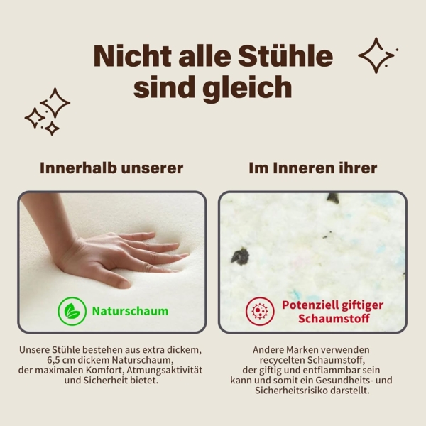 Schreibtischstuhl ohne Rollen, ergonomischer Bürostuhl Kunstleder, drehbar, Neigefunktion, Metallbasis, vielseitiger Sitz Bild 6