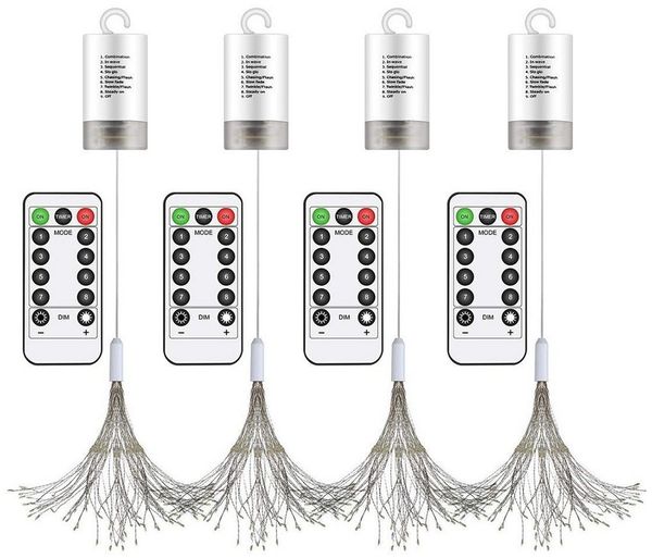 Merry 2024 Lichterkette LED Feuerwerk Hängestern Lichterketten, Weihnachtsdeko für Innen, 8 Modi,Kupferdraht Lichterkette,für Innen