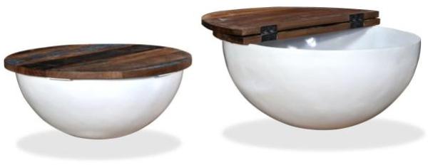 vidaXL 2-tlg. Couchtisch-Set Altholz Massiv Weiß Schalenform 245256 Bild 5