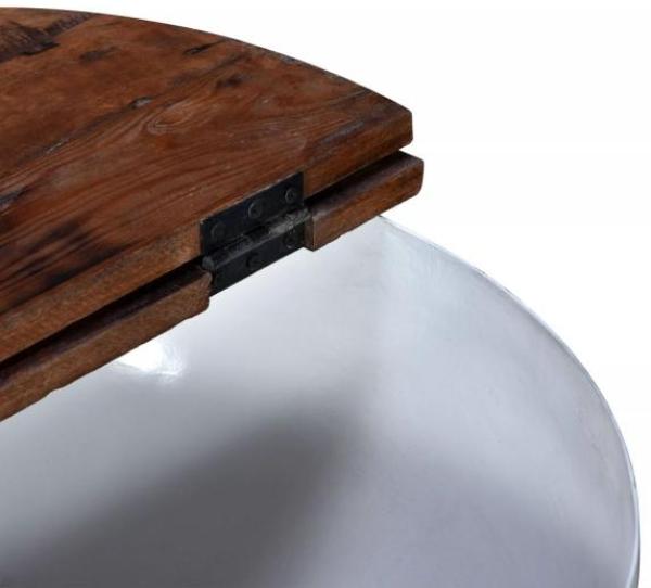 vidaXL 2-tlg. Couchtisch-Set Altholz Massiv Weiß Schalenform 245256 Bild 12