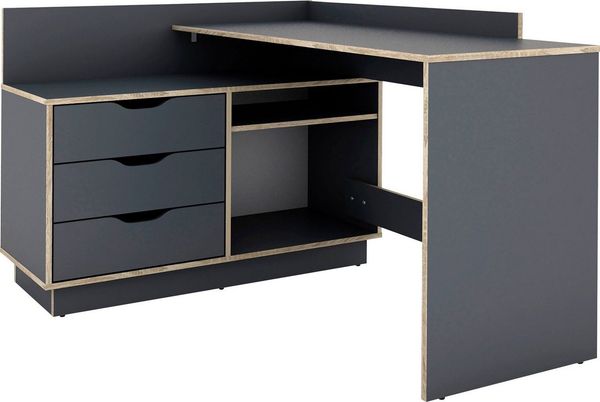 Winkelschreibtisch / Rechts oder Links montierbar / 3 Schubkästen / Anthrazit- Kanten in Sonoma Eiche /Bürotisch / Eckschreibtisch / Schreibtisch / B 129, H 83,5, T 105 cm